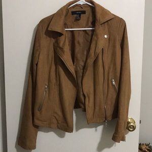 Faux suede motorcycle jacket